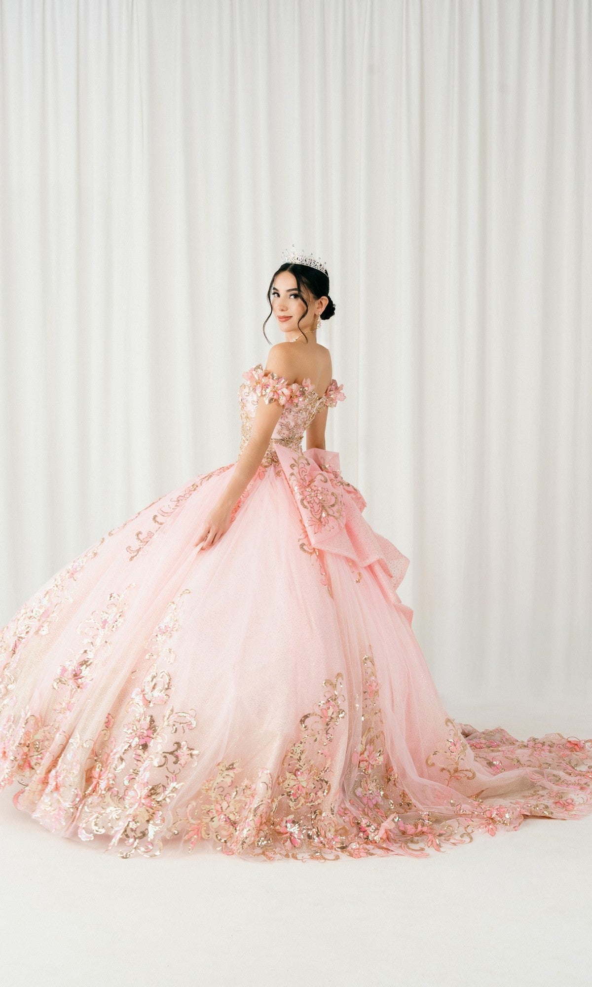 Cinderella Couture 8420JQ Long Quinceanera Dress Pink / Medium