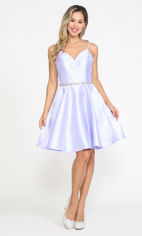 Short Mikado Homecoming Dress 8420 with Pockets