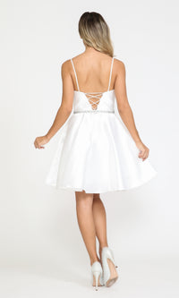 Short Mikado Homecoming Dress 8420 with Pockets