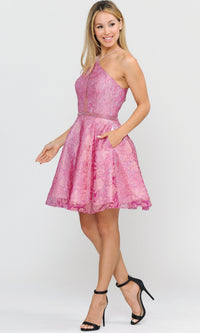 Glitter-Mesh Short A-Line Homecoming Dress 8506