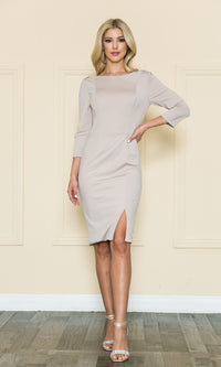 Classy Knee-Length Career Dress 8526