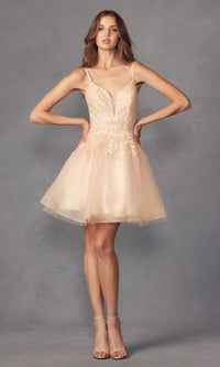 Short Lace-Up Babydoll Homecoming Dress 859