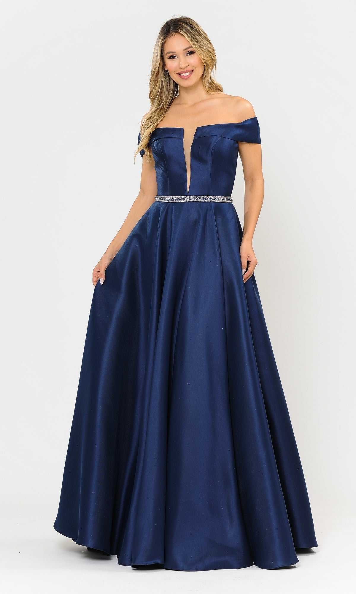 Plunging V-Neck Long Mikado Prom Ball Gown 8680