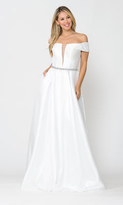 Off-the-Shoulder Long Mikado Prom Ball Gown
