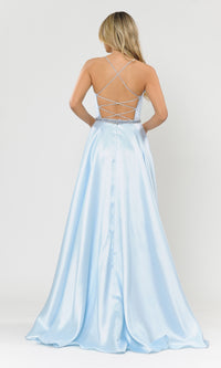 Scoop-Neck Long A-Line Prom Dress with Pockets 8684