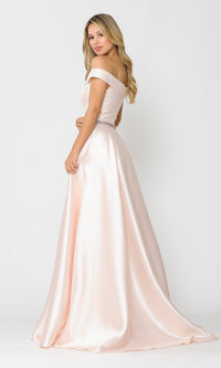 Off-the-Shoulder Long Prom Gown with Pockets 8686