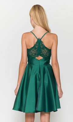Short A-Line Homecoming Dress with Lace