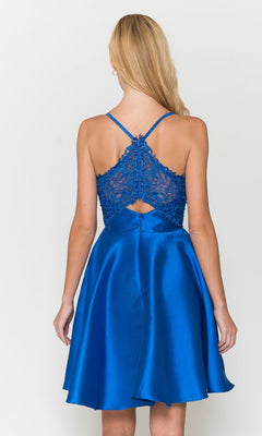 Short A-Line Homecoming Dress with Lace