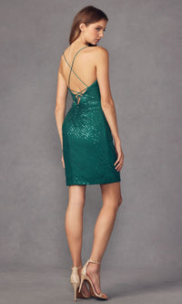 Wrap-Style Mini Sequin Homecoming Dress 873