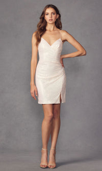 Wrap-Style Mini Sequin Homecoming Dress 873