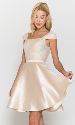 Sequin-Bodice Short A-Line Homecoming Dress