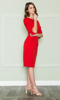 Semi-formal Short Career Dress with Sleeves 8772
