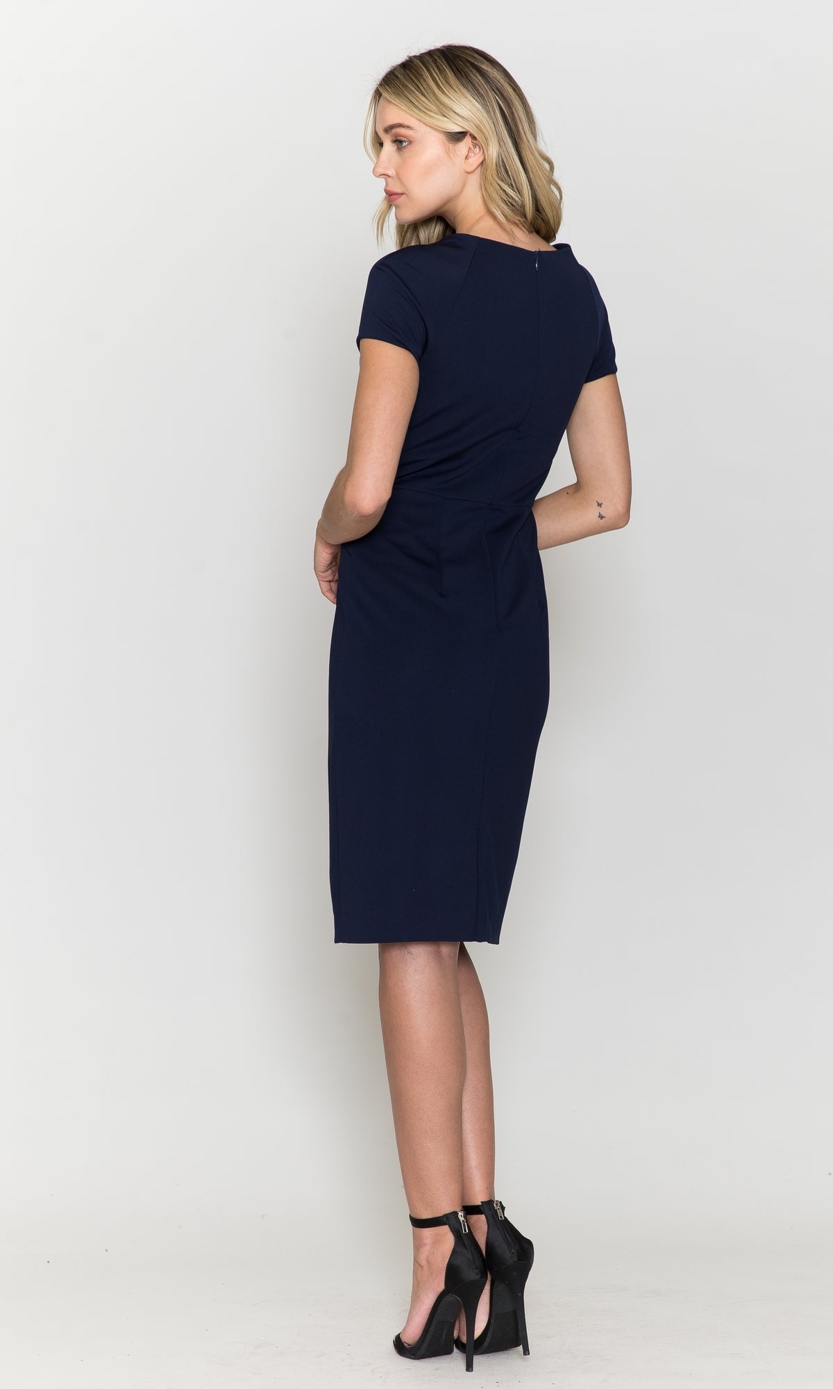 Knee-Length Semi-Formal Short-Sleeve Dress