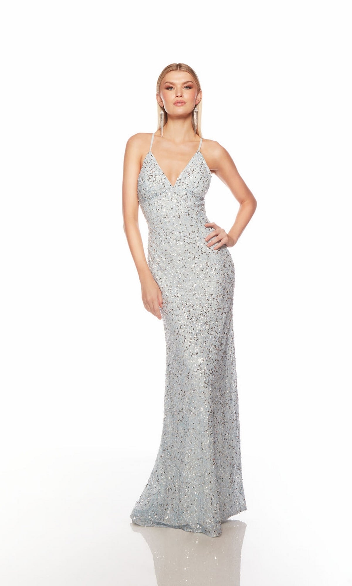Alyce V-Neck Long Beaded Prom Dress 88003