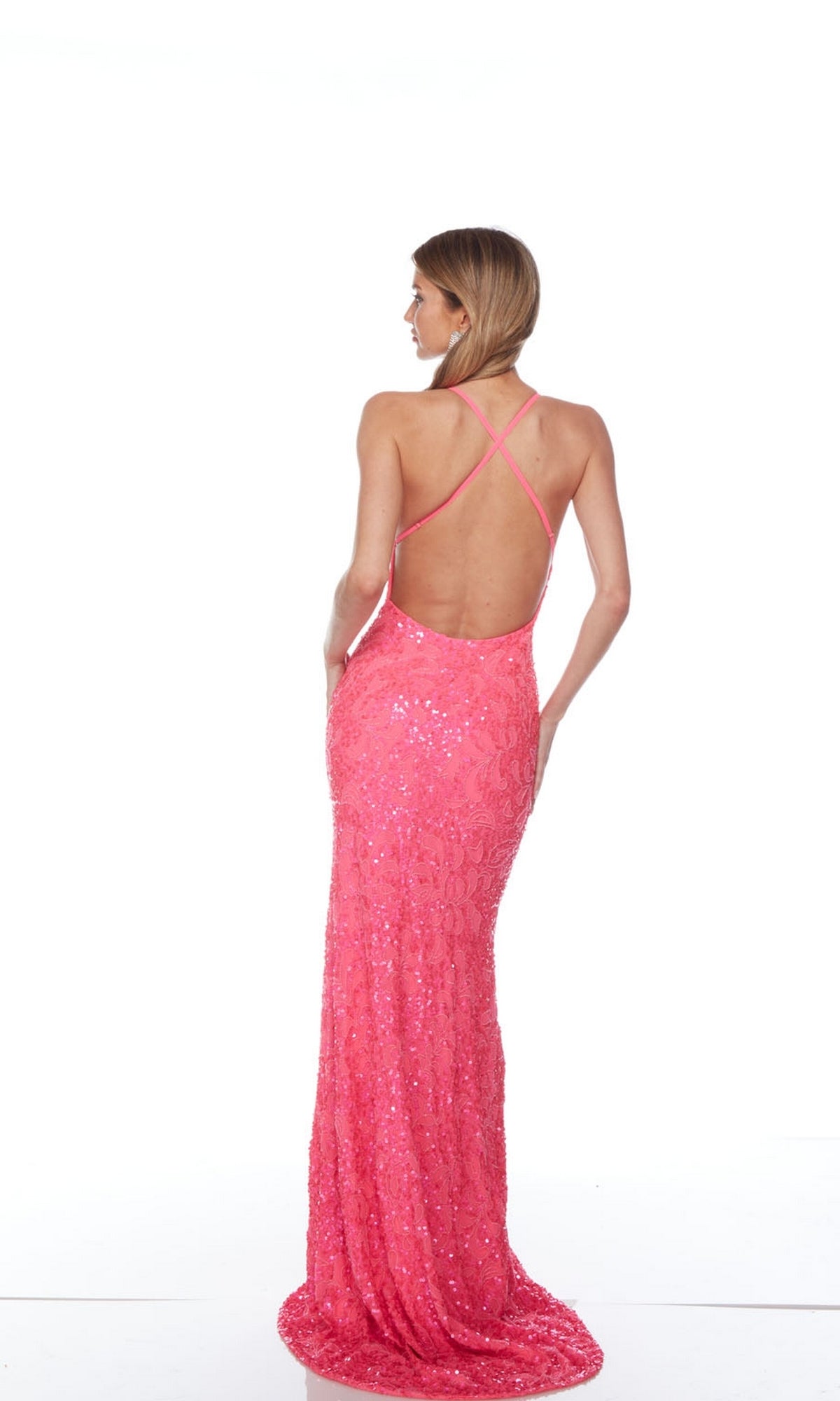 Alyce V-Neck Sequin Prom Dress 88009B