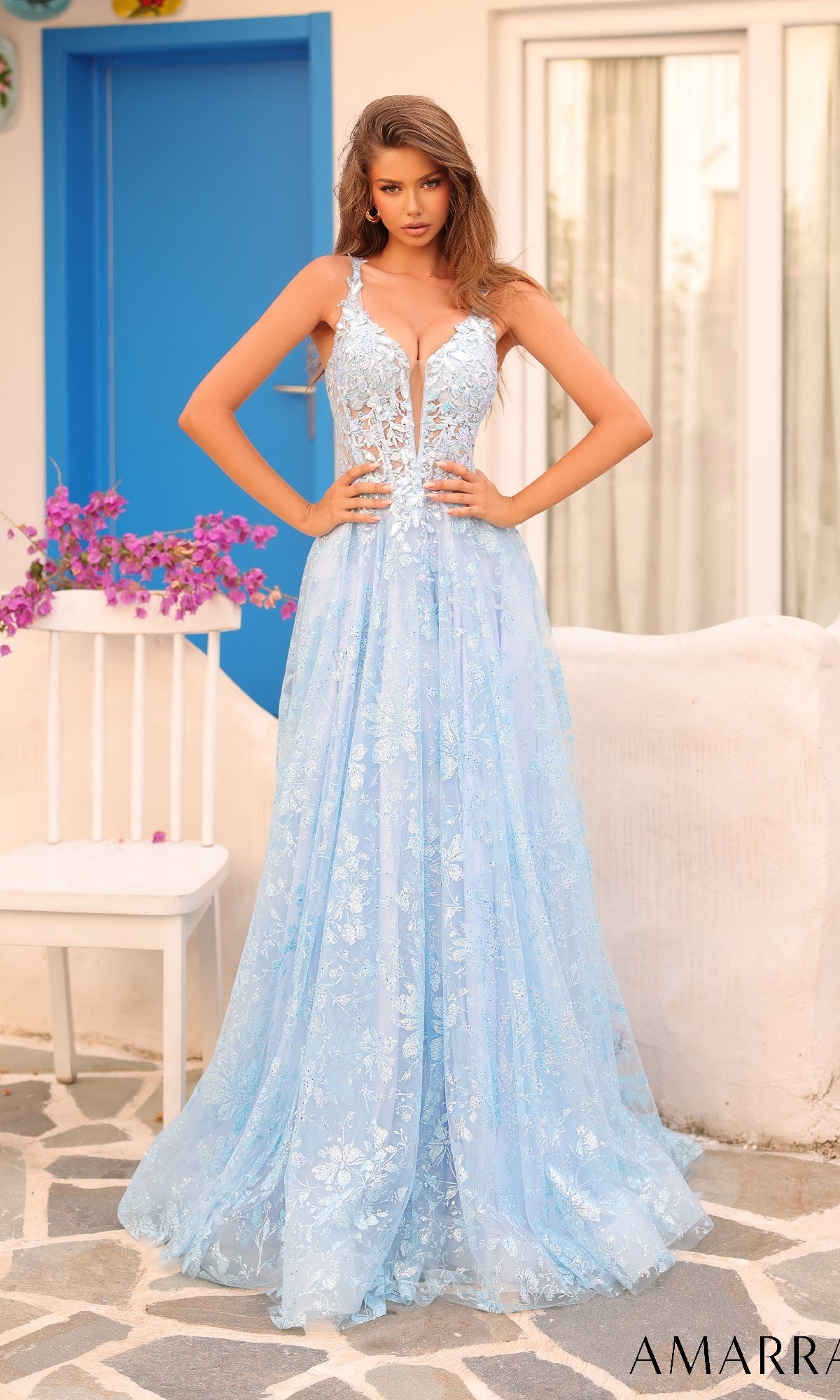 green emerald velvet dress Amarra 89522 Prom Dress - Fuchsia