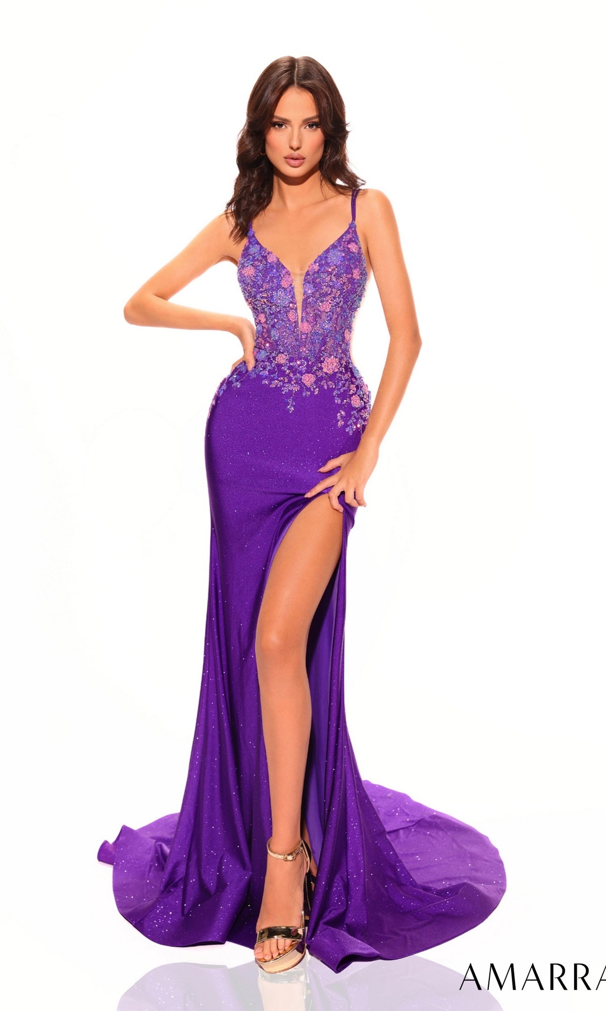 Strappy-Back Amarra Tight Long Prom Dress 88747