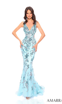 Sheer-Sides Long Sequin Mermaid Prom Dress 88832