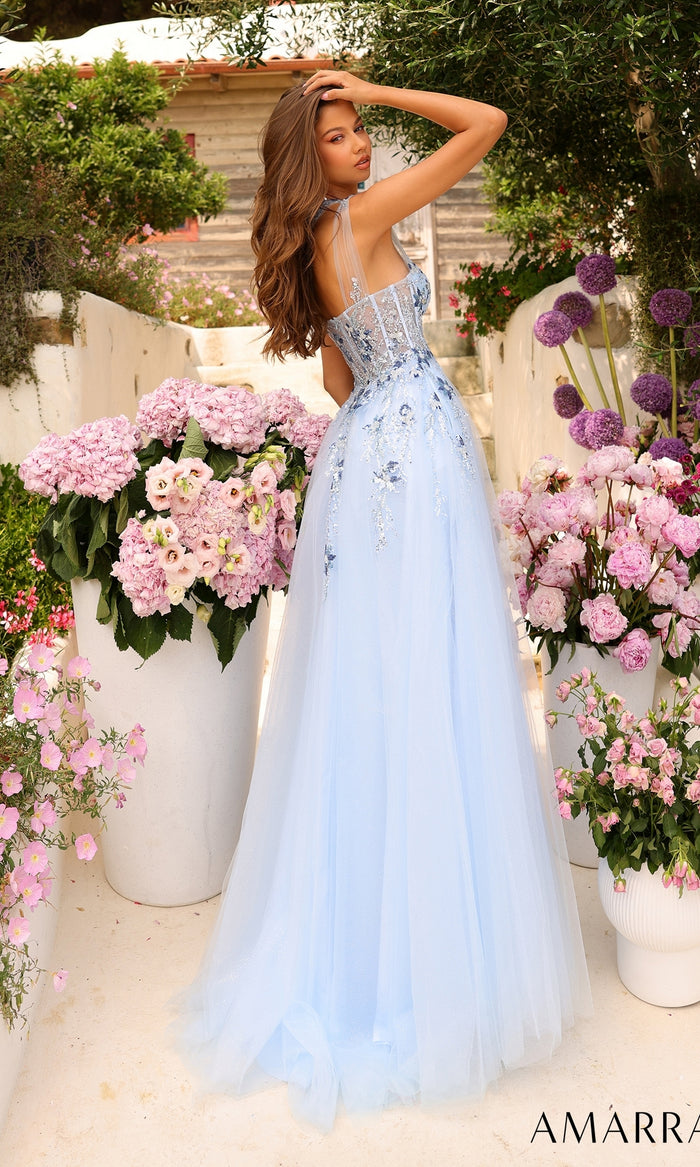 Amarra One-Shoulder Long Blue Prom Ball Gown 88838