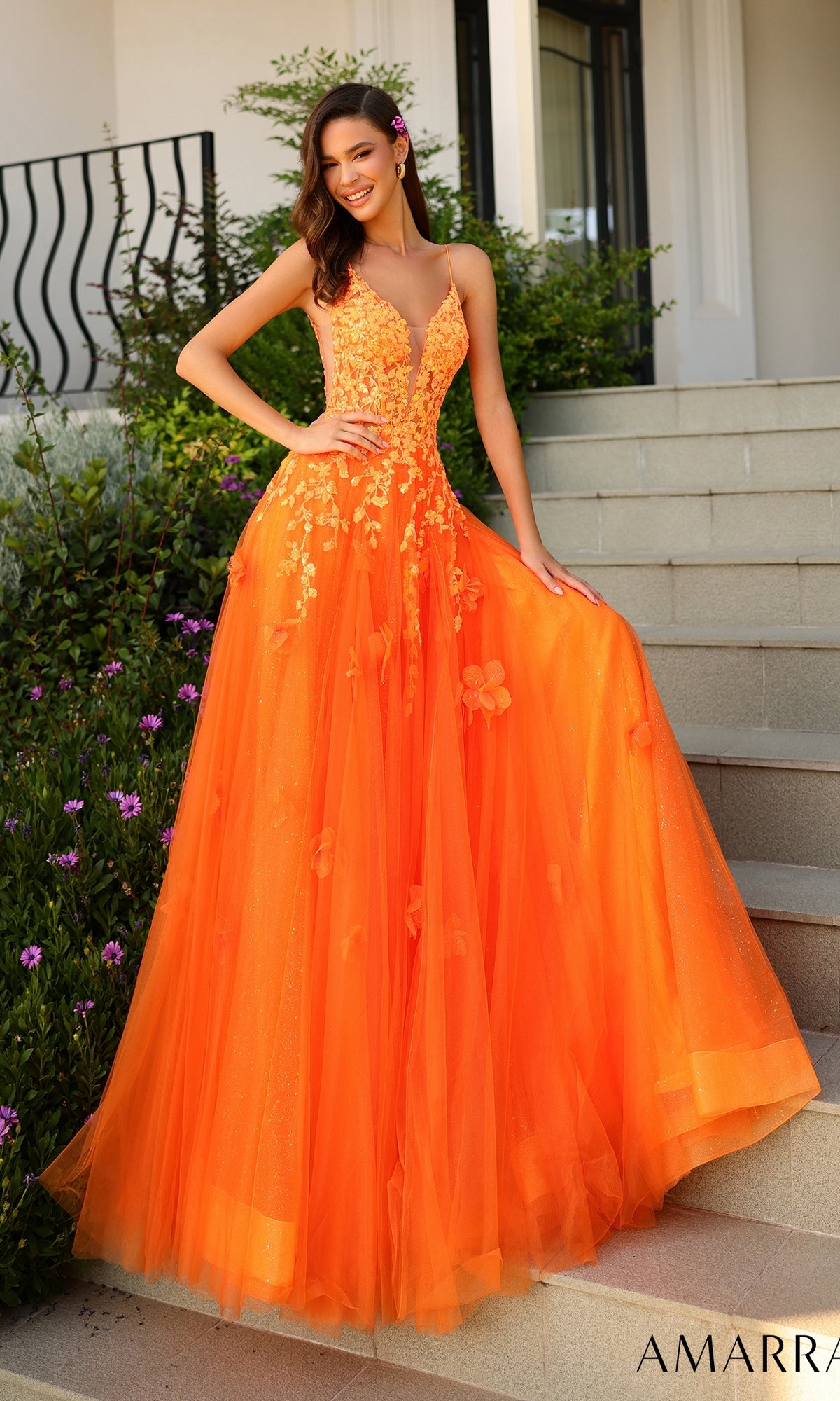 Long Embellished Prom Ball Gown with Pockets