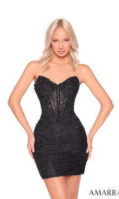 dressing dreams homecoming dresses Strapless Short Homecoming Dress with Lace Corset Black / 2