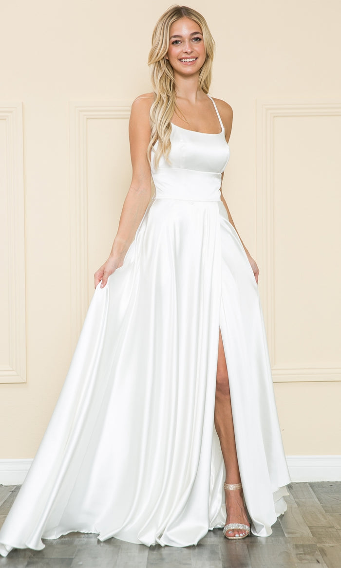 Lace-Up Corset-Back Long A-Line Prom Dress 8910