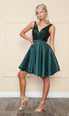 Short A-Line Hoco dress with Pockets - PromGirl Hot Pink / Large Short A-Line Hoco dress with Pockets - PromGirl Hot Pink / Large