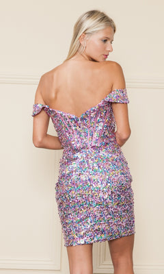 knee length dresses for ladies Vivian Corset Sequin Mini Dress | Sequin Mini Dress with Corset Bodice main image 0