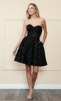 Strapless Sequin A-Line Homecoming Dress 8974