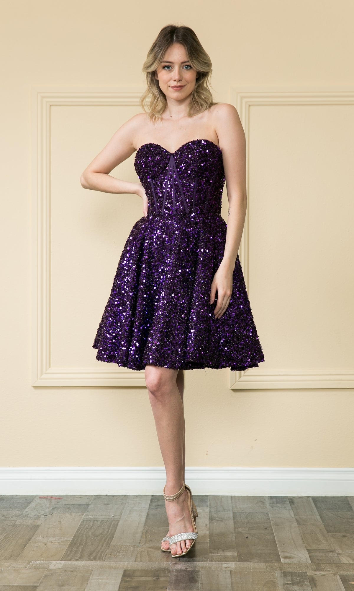 Strapless Sequin A-Line Homecoming Dress 8974