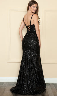 Lace-Up-Back Long Sequin Prom Dress 9002