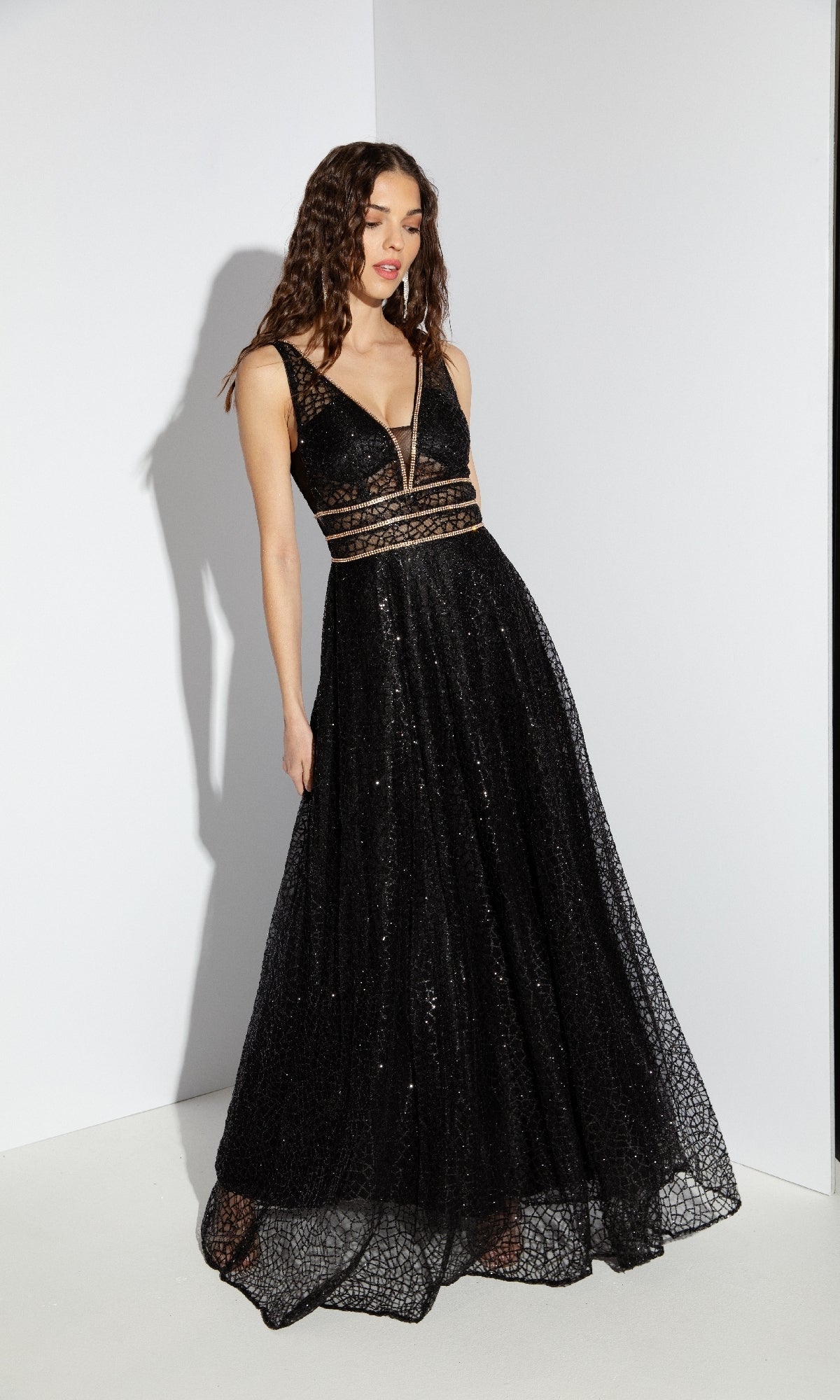 Sleeveless Long Glitter Formal Dress: Eureka 9005