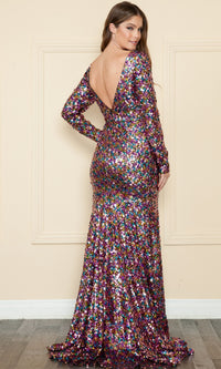 Long Sleeve Long Sequin Formal Dress 9010