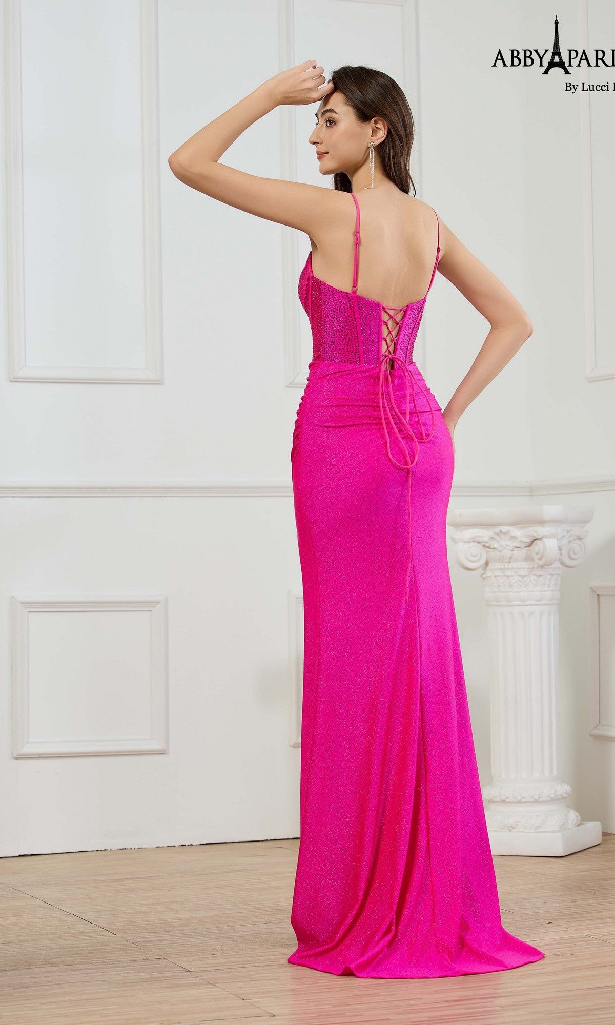 Abby Paris 90381 Long Prom Dress Fuchsia / 16