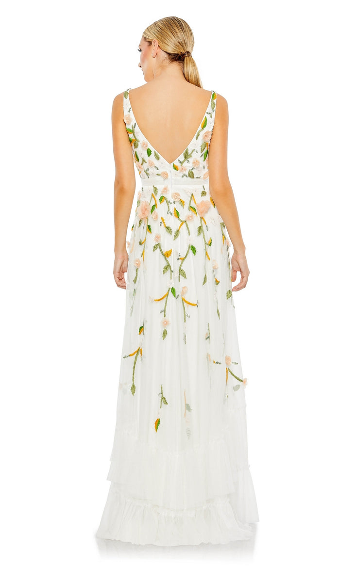 Long White Maxi Dress with Flowers 9171