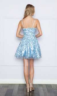 Floral-Glitter Short A-Line Homecoming Dress 9194