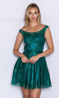 Short Glitter-Sequin A-Line Homecoming Dress 9204