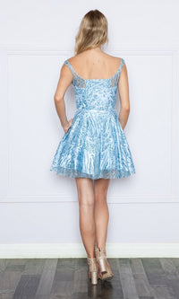 Short Glitter-Sequin A-Line Homecoming Dress 9204