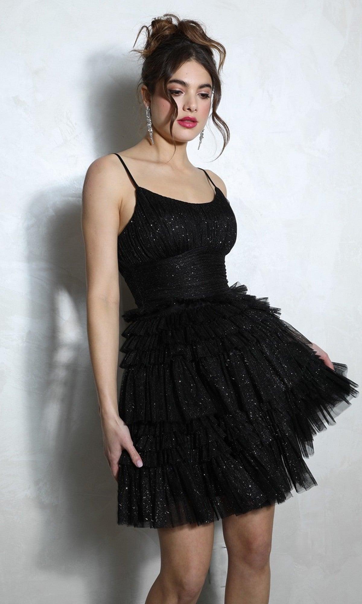 glitter fit and flare dress Ruffled Short Prom Dress: Eureka 9228 Black / XSmall Gothic Purple Sleeveless Corset bridal events long sleeve brown dress Color:Raspberry Floral Print