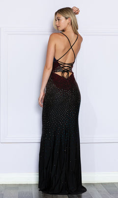 Colorfully Beaded Long Black Prom Dress - PromGirl Black/Multi / XLarge Colorfully Beaded Long Black Prom Dress - PromGirl Black/Multi / XLarge