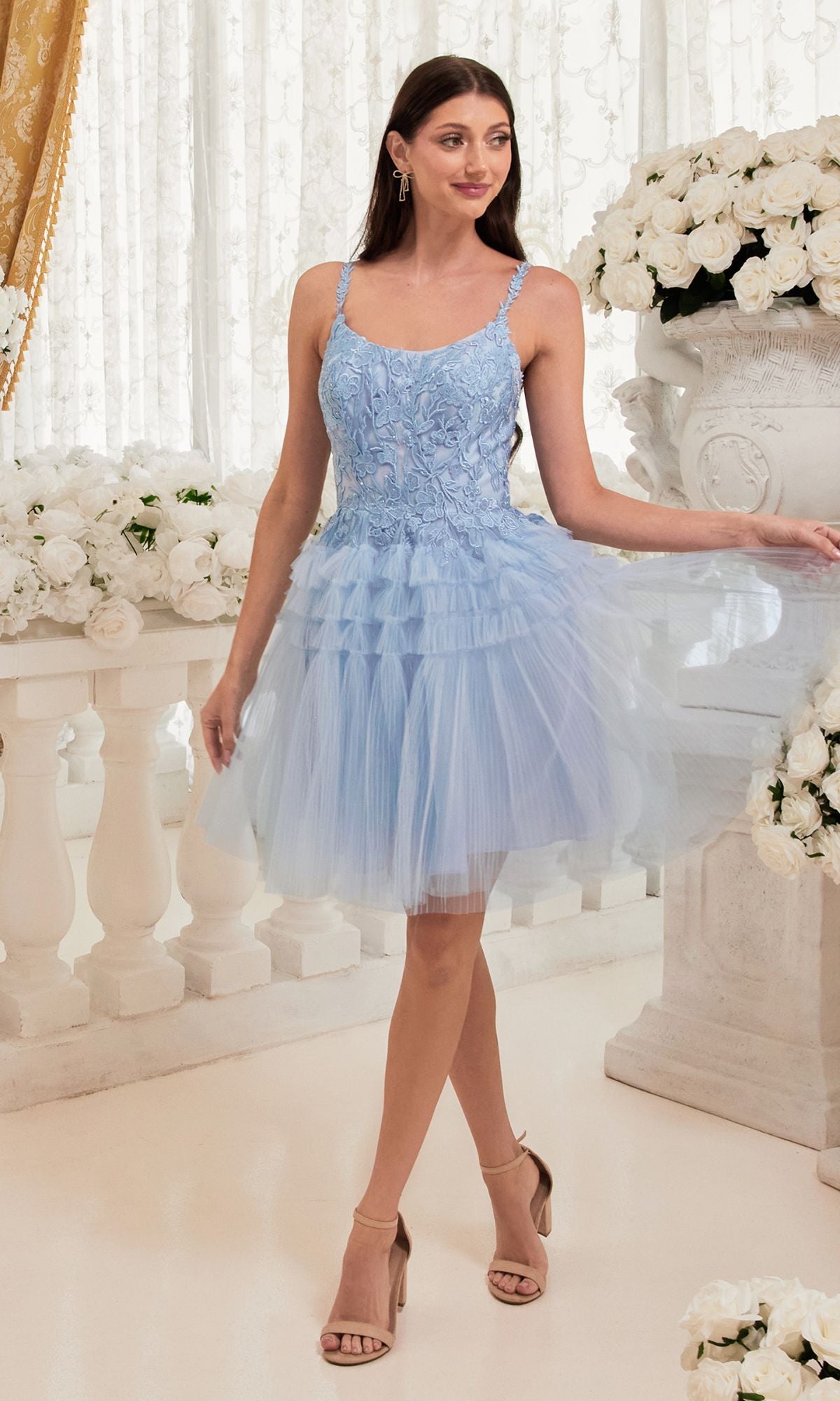 Lace Scoop-Neck Short Prom Dress 9310