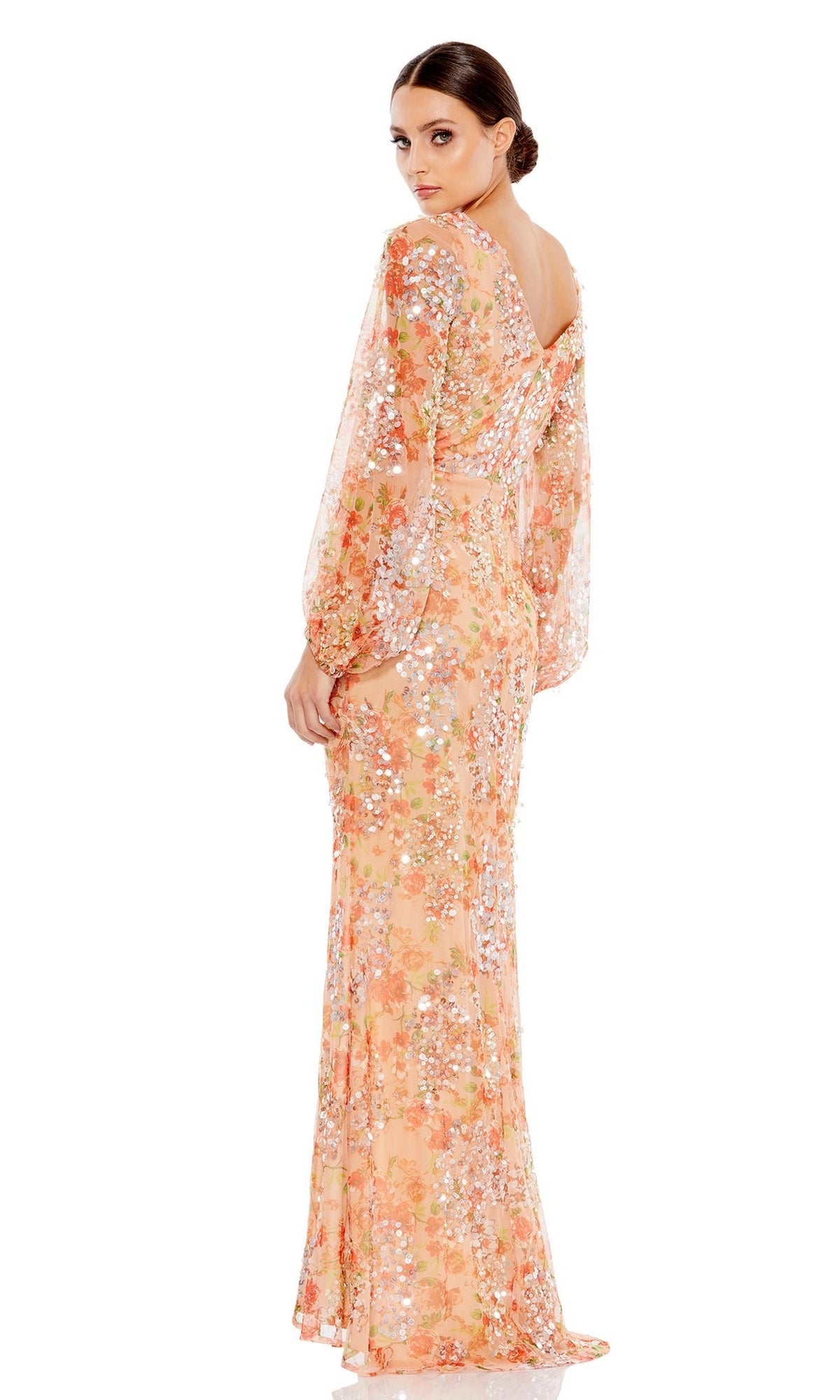 Long Sleeve Long Floral Formal Dress: Mac Duggal