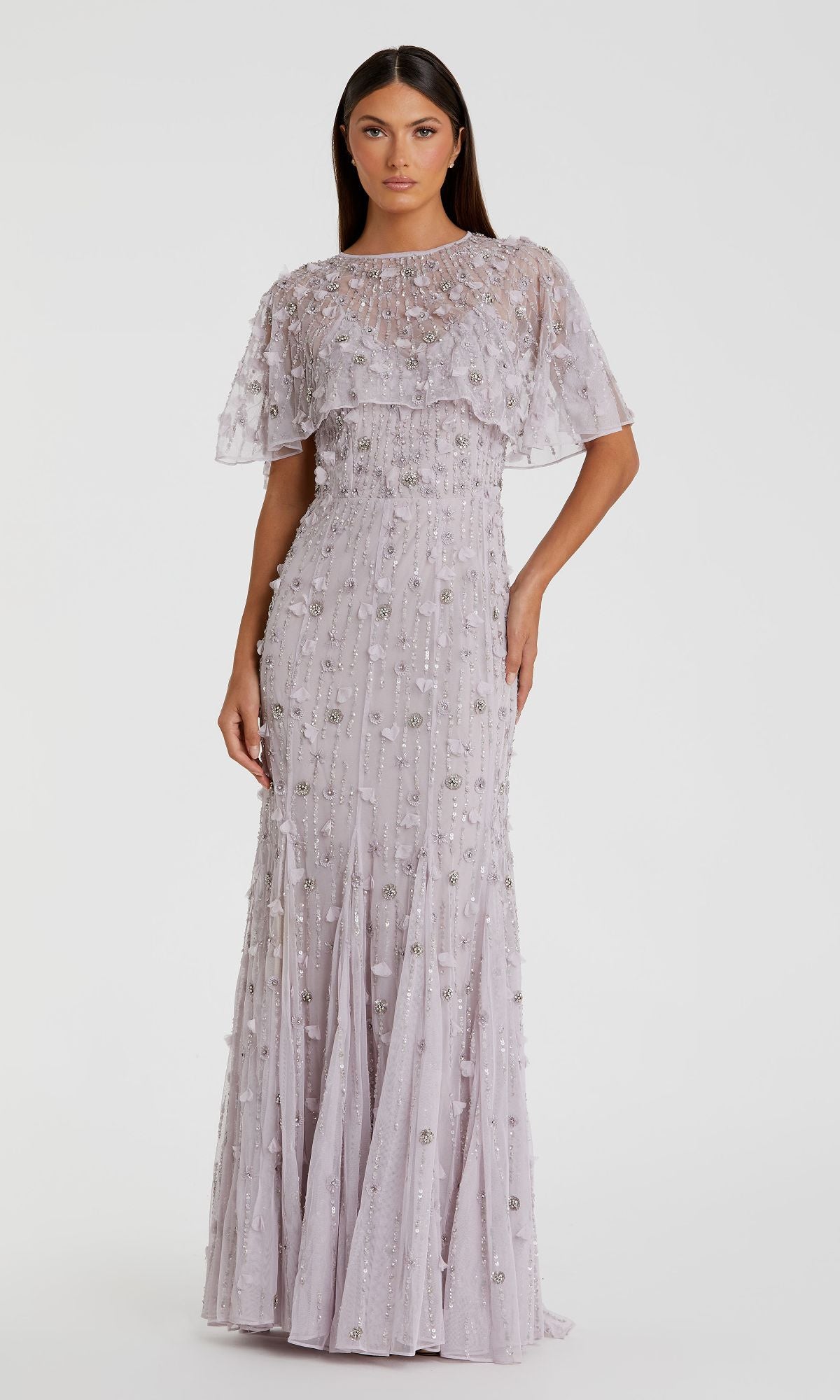 chinese dress ladies Carnation White Long-Sleeve Midi Dress With Cape – Club L London main image 1