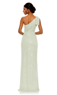 Sequin One-Shoulder Long Mint Prom Dress 93735