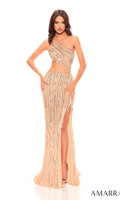 One-Shoulder Long Sequin Prom Dress with Cut Out Gold / 8 One-Shoulder Long Sequin Prom Dress with Cut Out Gold / 8