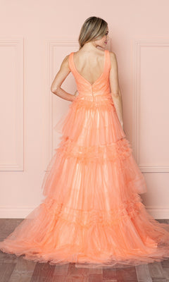 green emerald velvet dress Peach Ball Gown Stage Evening Dress RS202101 Size 14 main image 1