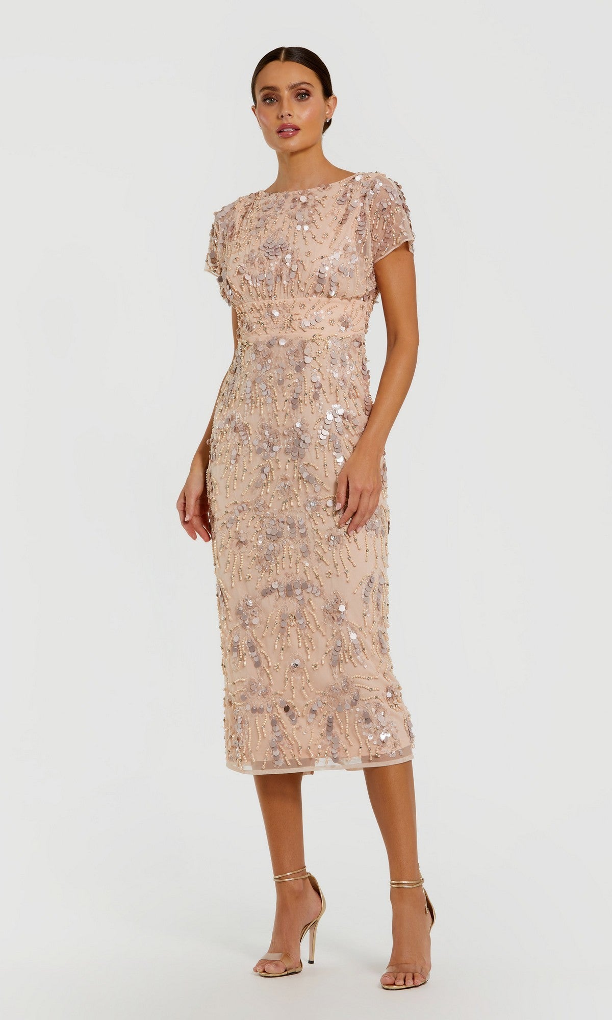 classy cocktail dresses for weddings Mac Duggal Women's Embellished Mesh Cap Sleeve Midi Dress - Green - Size 8 this dress features a USD-150-199 Size:4/XS formal dresses pink and