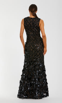 Mac Duggal Women's Sleeveless Beaded Sequin Mesh Mermaid Gown - Black - Size 4