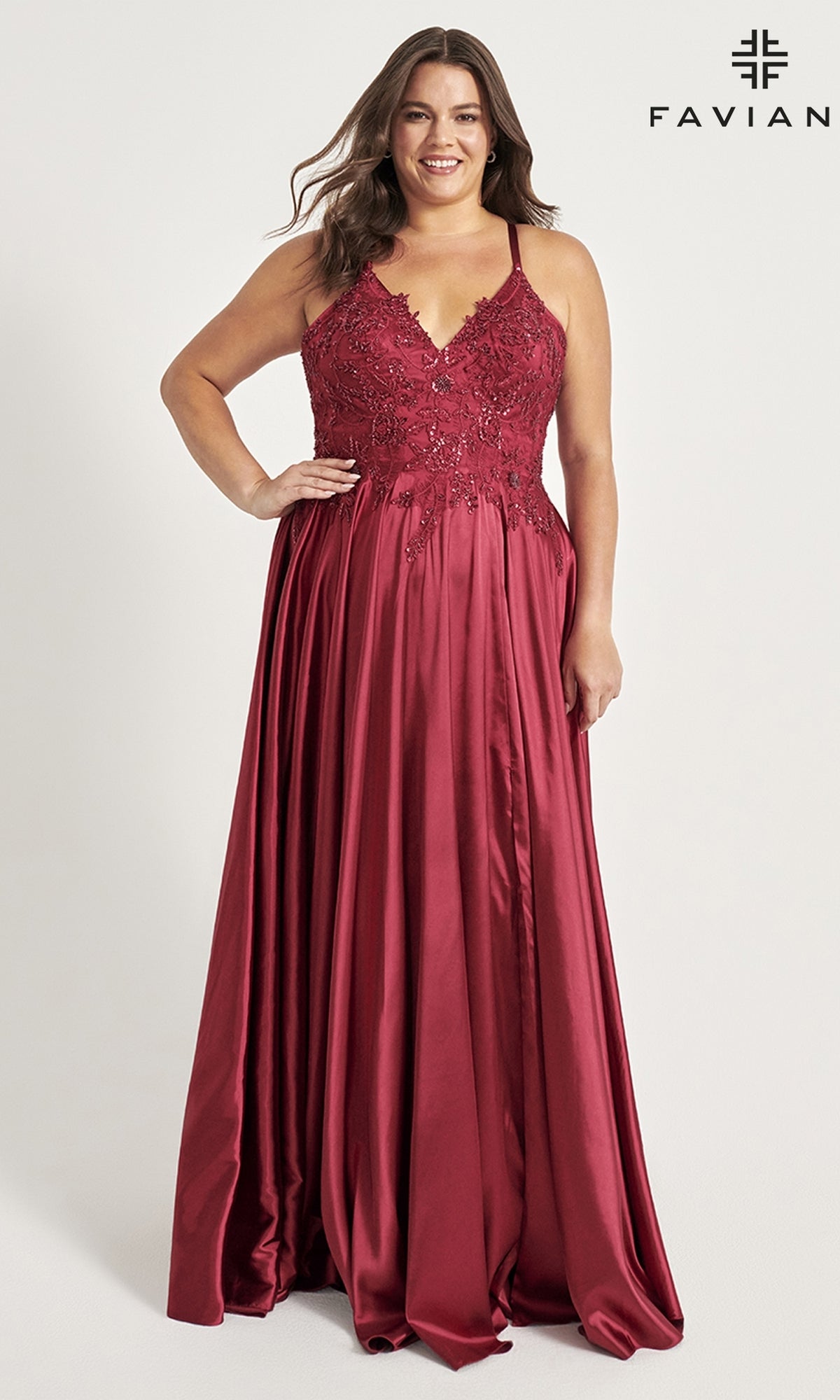 Corset-Back Faviana Plus-Size Prom Dress