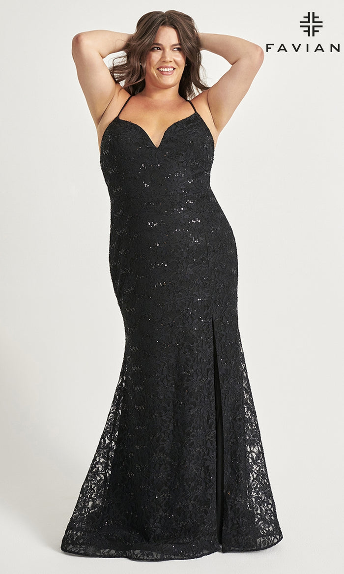 Faviana Plus-Size Long Lace Prom Dress 9546